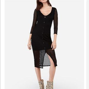 Ribbed Button Front Midi Dress